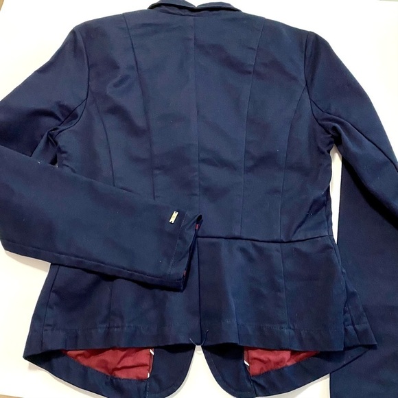 TOMMY HILFIGER Navy Blue Blazer Sz 4 Small Cotton Jacket Coat Military Pocket - Picture 5 of 16